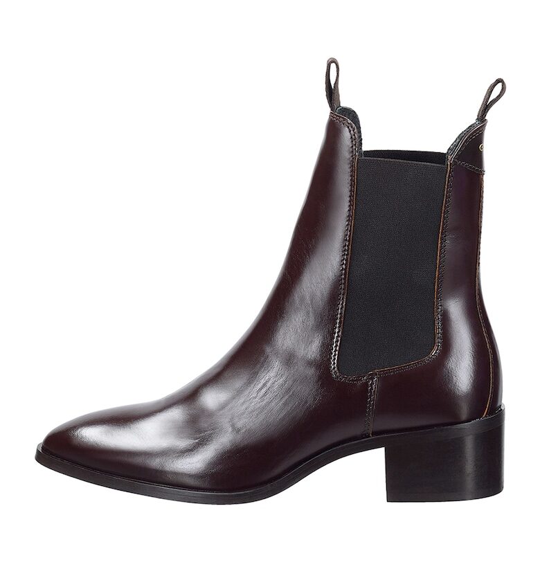 Кожени боти Chelsea с масивен ток - Тъмнокафяв Gant