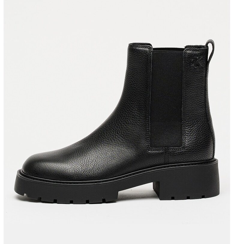 Кожени боти Chelsea с масивен ток - Черен CALVIN KLEIN JEANS