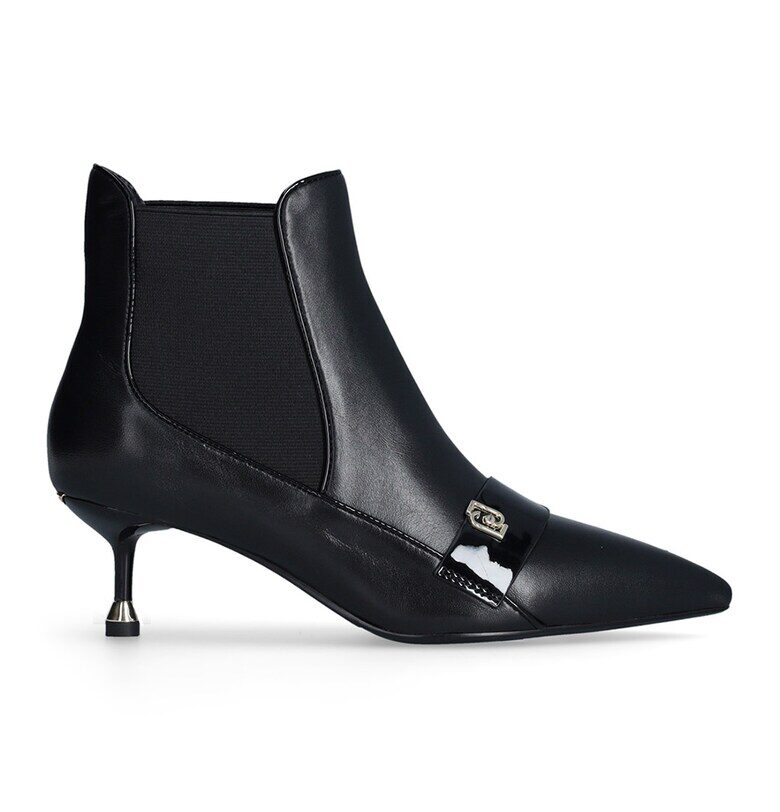 Кожени боти Chelsea с метален монограм - Черен Liu Jo
