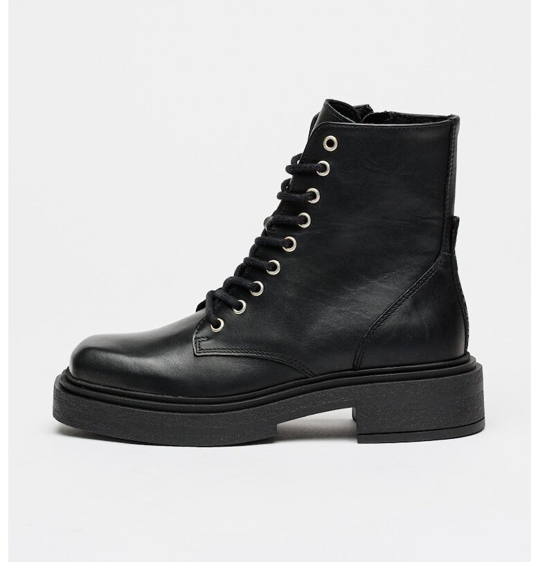 Кожени боти Chiney с връзки - Черен Steve Madden