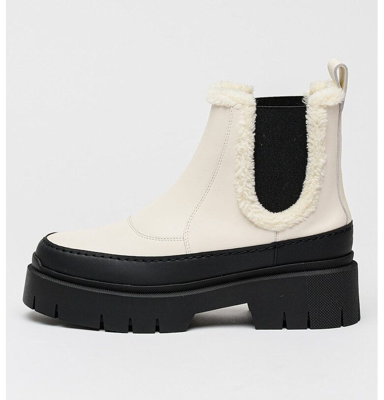 Кожени боти Kris Chelsea с еко пух - Бял HUGO