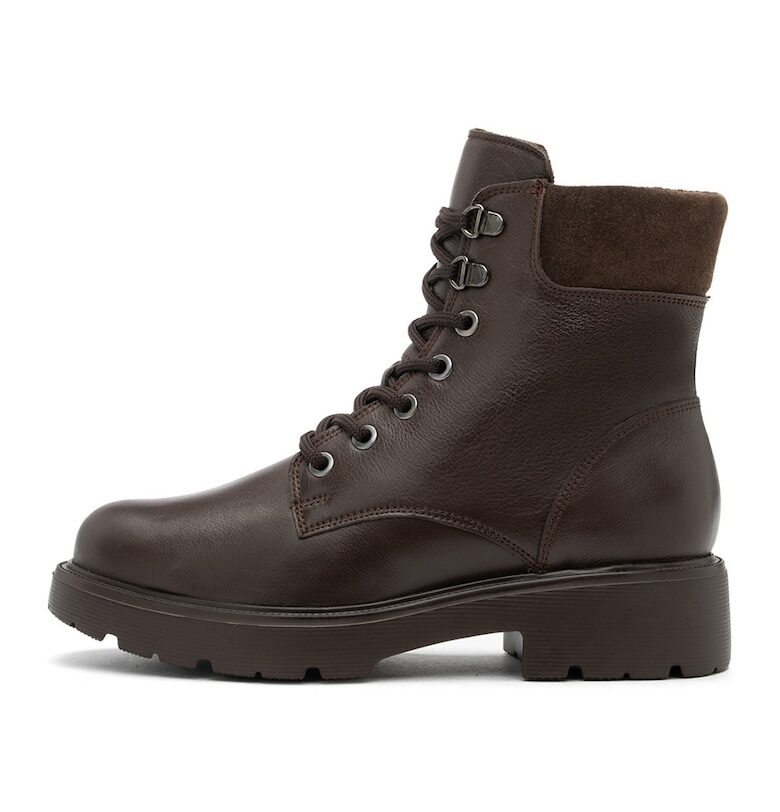 Кожени боти Natalie с връзки - Тъмнокафяв RYLKO