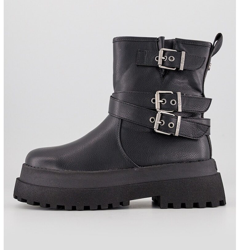 Кожени боти Pluto от еко кожа - Черен Buffalo