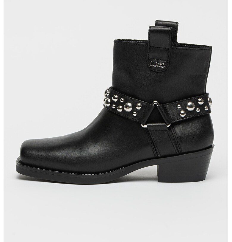 Кожени боти Roxy 01 с ток и квадратен връх - Черен Liu Jo