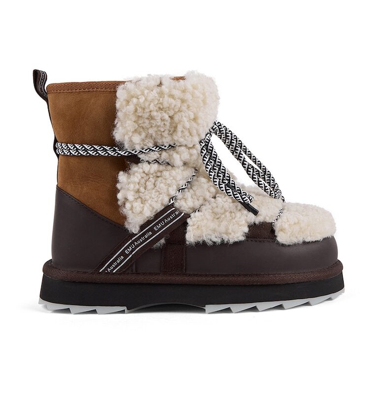 Кожени боти - Черен/Карамел/Светло бежово Emu