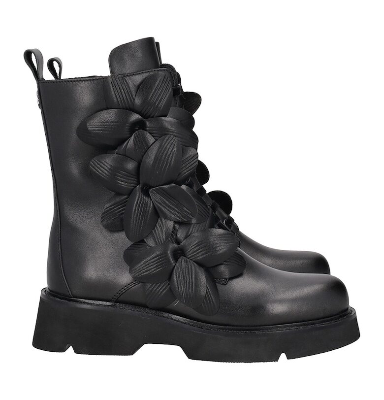 Кожени боти с апликации - Черен Tosca Blu