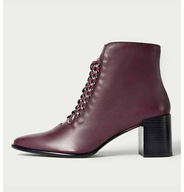 Кожени боти с верижка - Тъмновиолетов ALURA