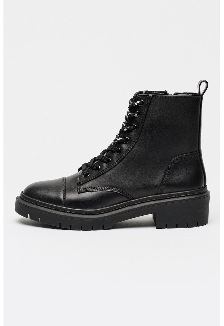 Кожени боти с връзки - Черен Aldo