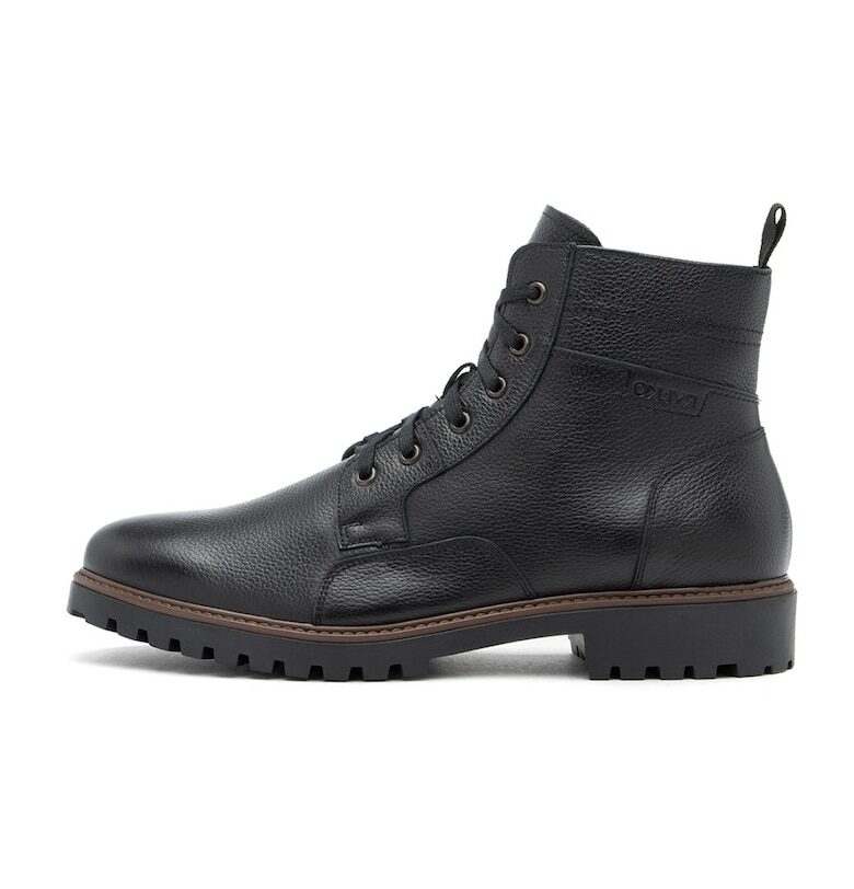 Кожени боти с връзки - Черен RYLKO