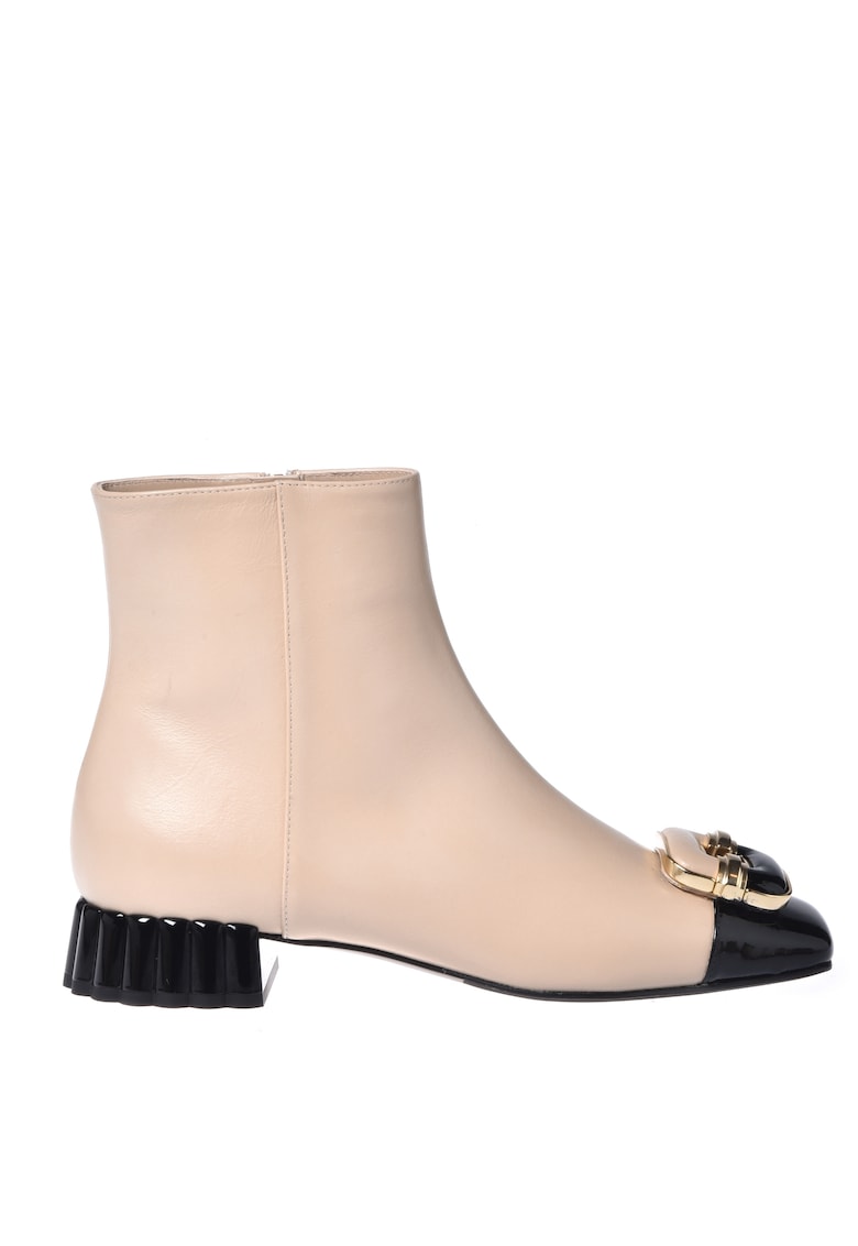 Кожени боти с квадратен връх - Черен Baldinini