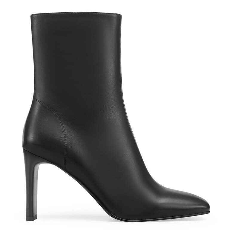 Кожени боти с квадратен връх - Черен Potamy