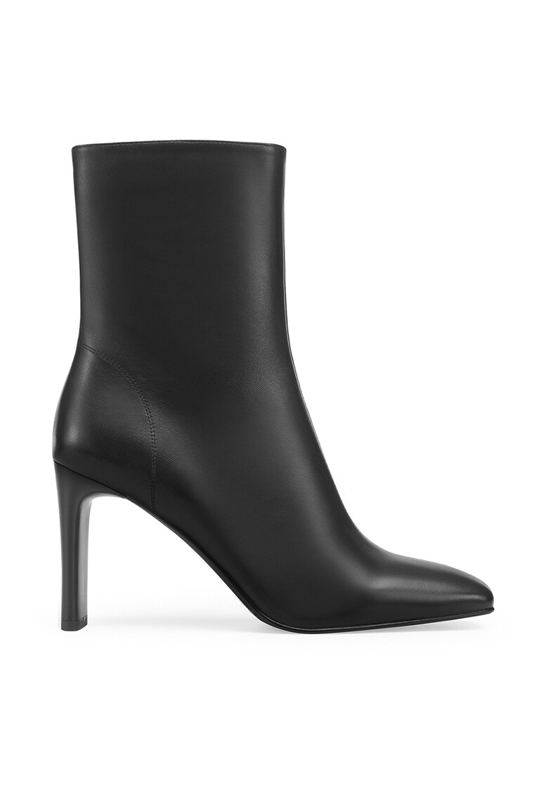 Кожени боти с квадратен връх - Черен Potamy