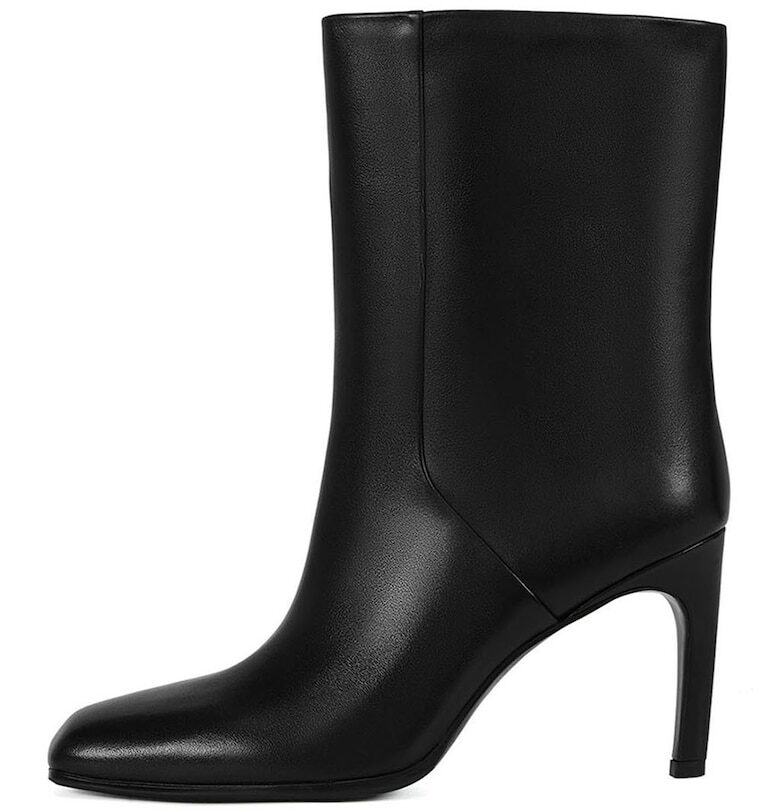 Кожени боти с квадратен връх - Черен Potamy