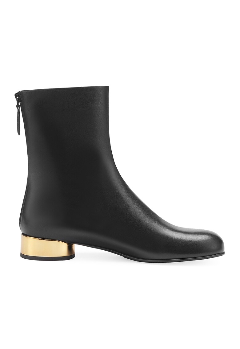 Кожени боти с контрастен ток - Черен Potamy Premium