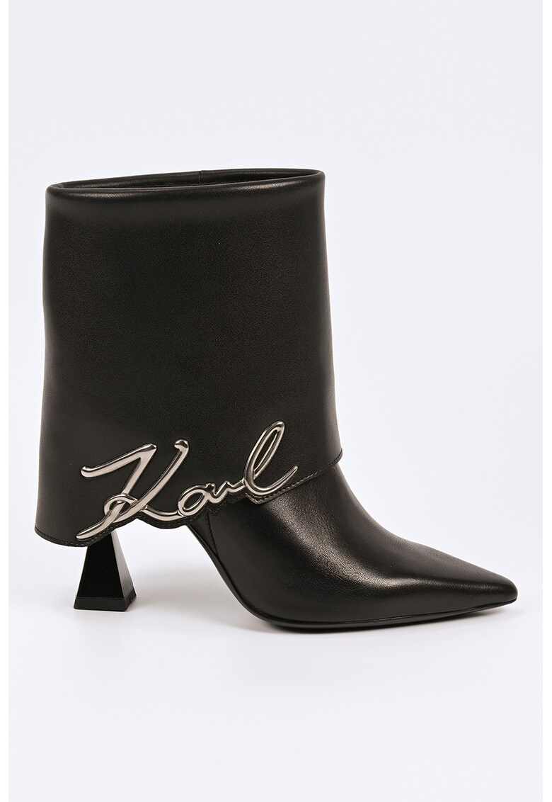Кожени боти с лого - Черен Karl Lagerfeld