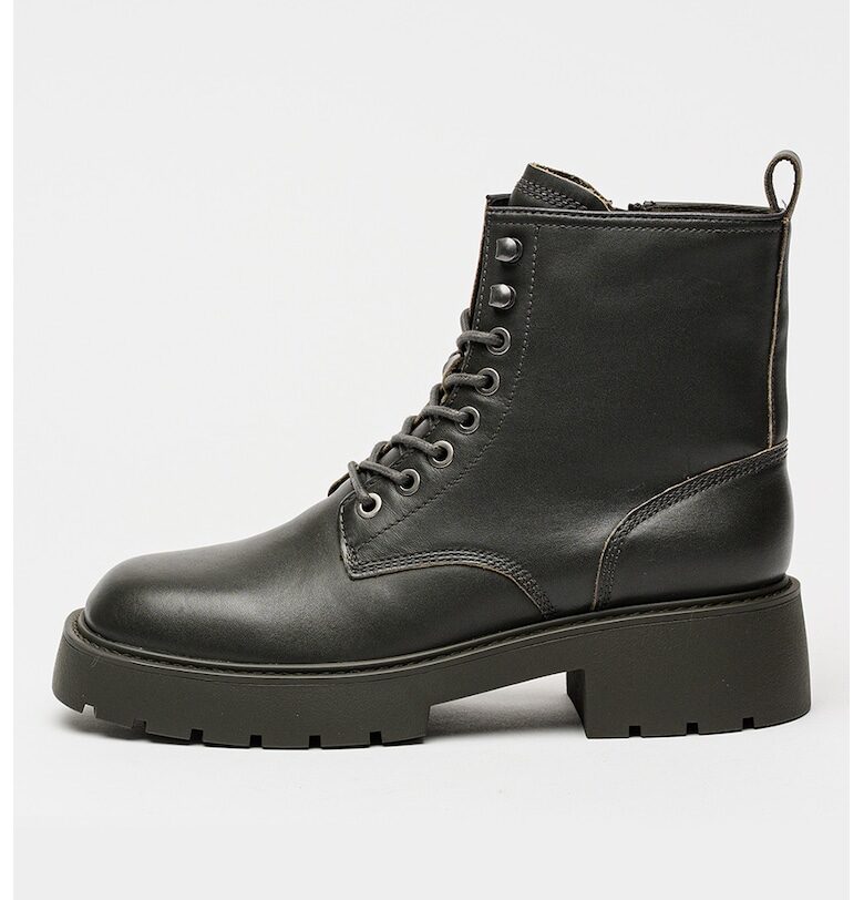 Кожени боти с масивен ток - Антрацитно сиво CALVIN KLEIN JEANS