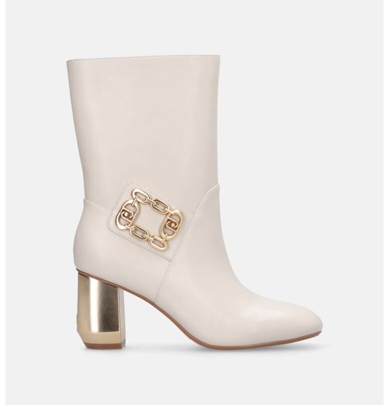 Кожени боти с масивен ток - Бял/Сив Liu Jo