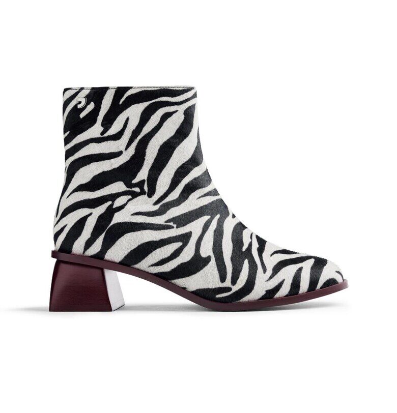 Кожени боти с масивен ток - Бял/Черен Gioseppo