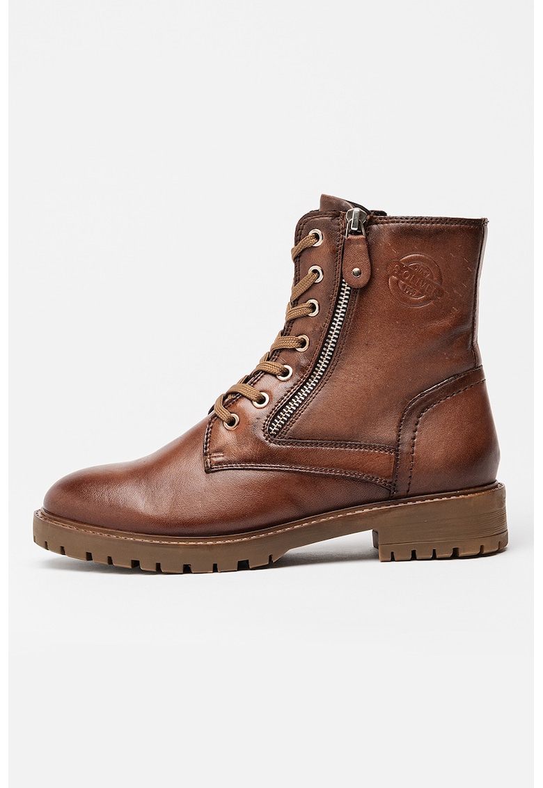 Кожени боти с масивен ток - Кафяв sOliver