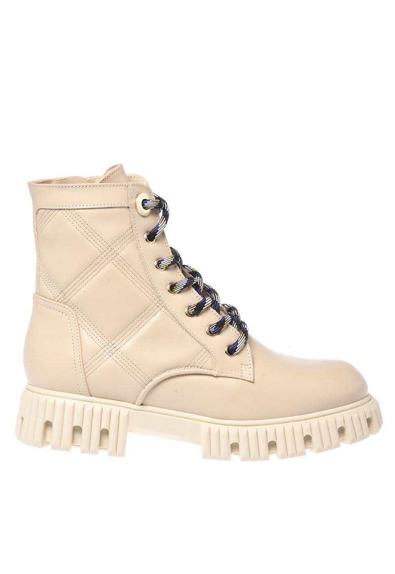 Кожени боти с масивен ток - Слонова кост Baldinini