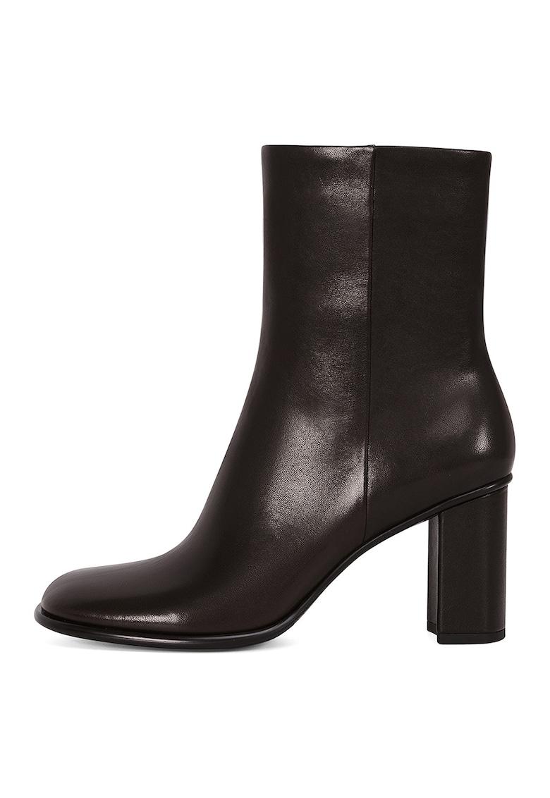 Кожени боти с масивен ток - Тъмнокафяв Potamy