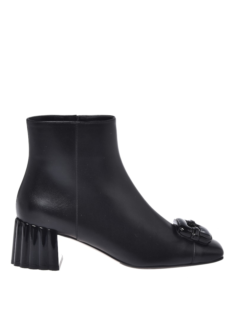Кожени боти с масивен ток - Черен Baldinini