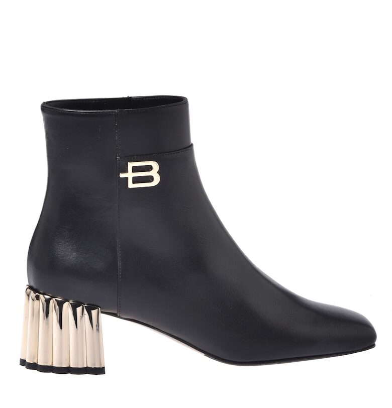 Кожени боти с масивен ток - Черен Baldinini