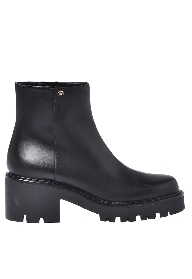 Кожени боти с масивен ток - Черен Baldinini