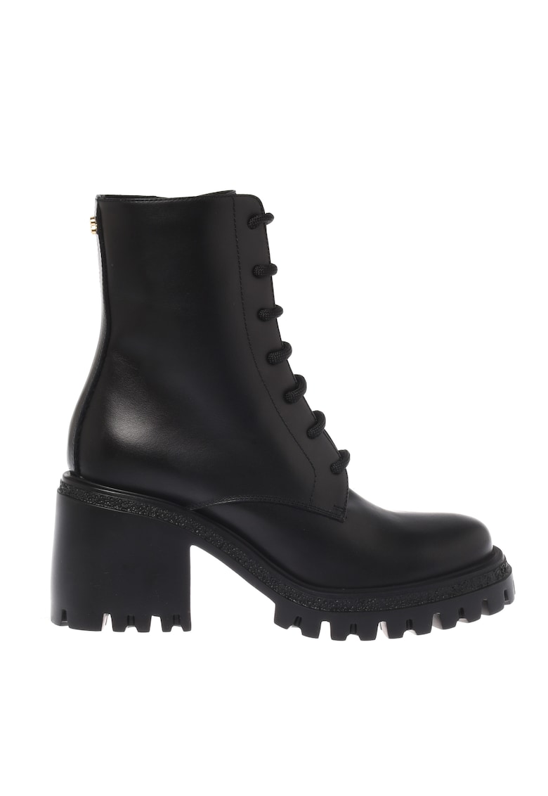 Кожени боти с масивен ток - Черен Baldinini