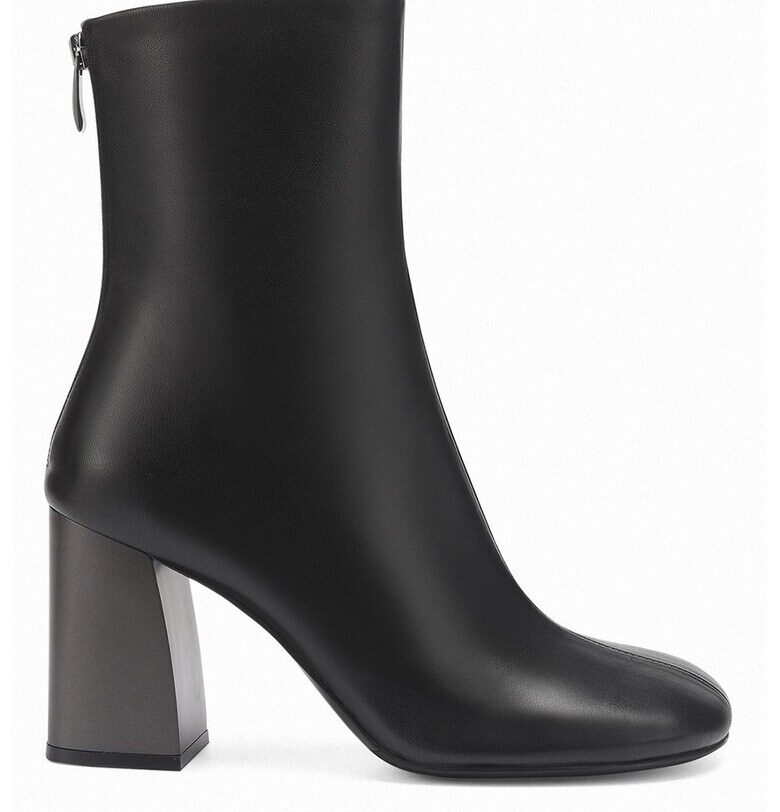 Кожени боти с масивен ток - Черен Potamy