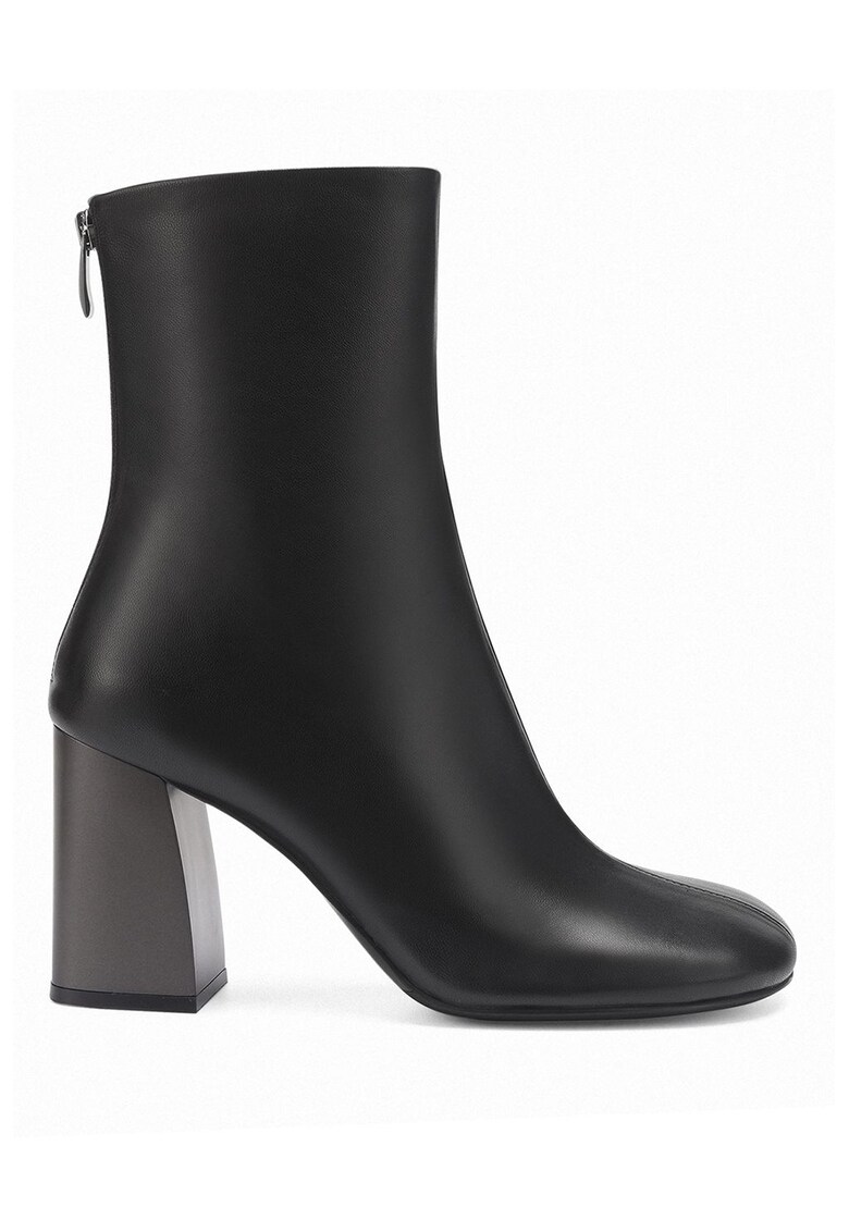 Кожени боти с масивен ток - Черен Potamy