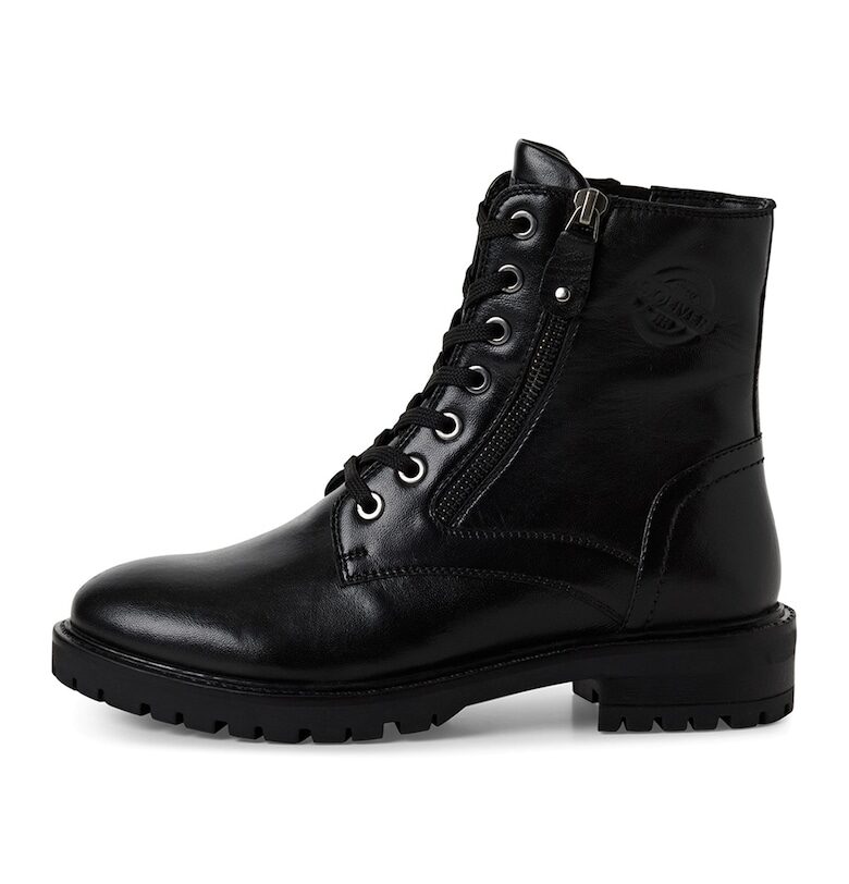 Кожени боти с масивен ток - Черен/Сребрист sOliver