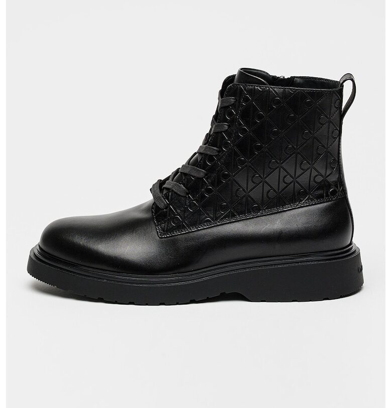 Кожени боти с монограм - Черен CALVIN KLEIN