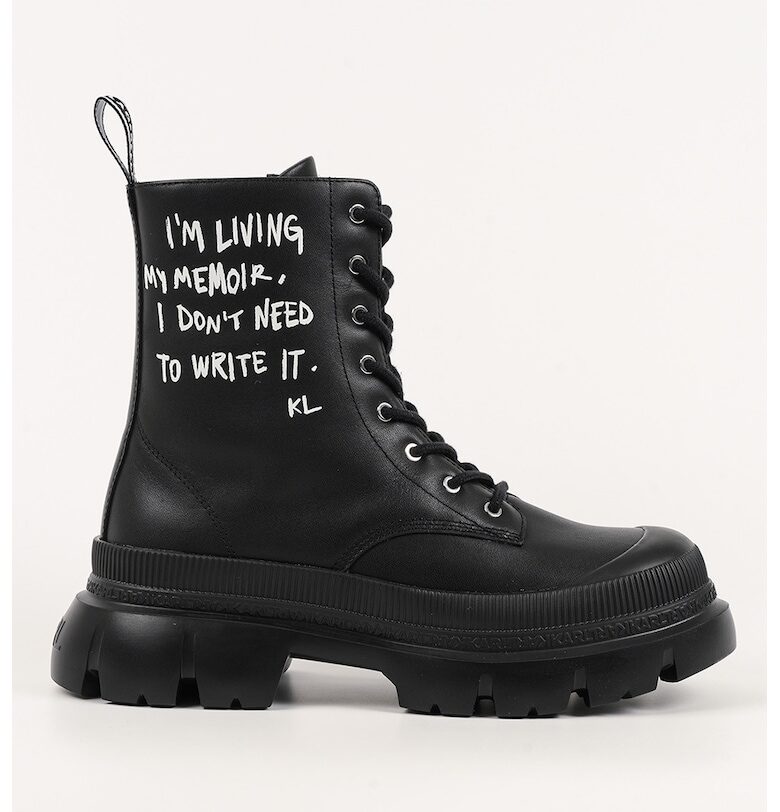 Кожени боти с надпис - Черен Karl Lagerfeld