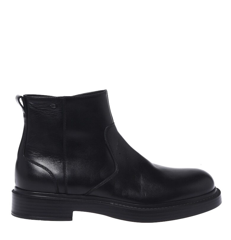 Кожени боти с овален връх - Черен Baldinini