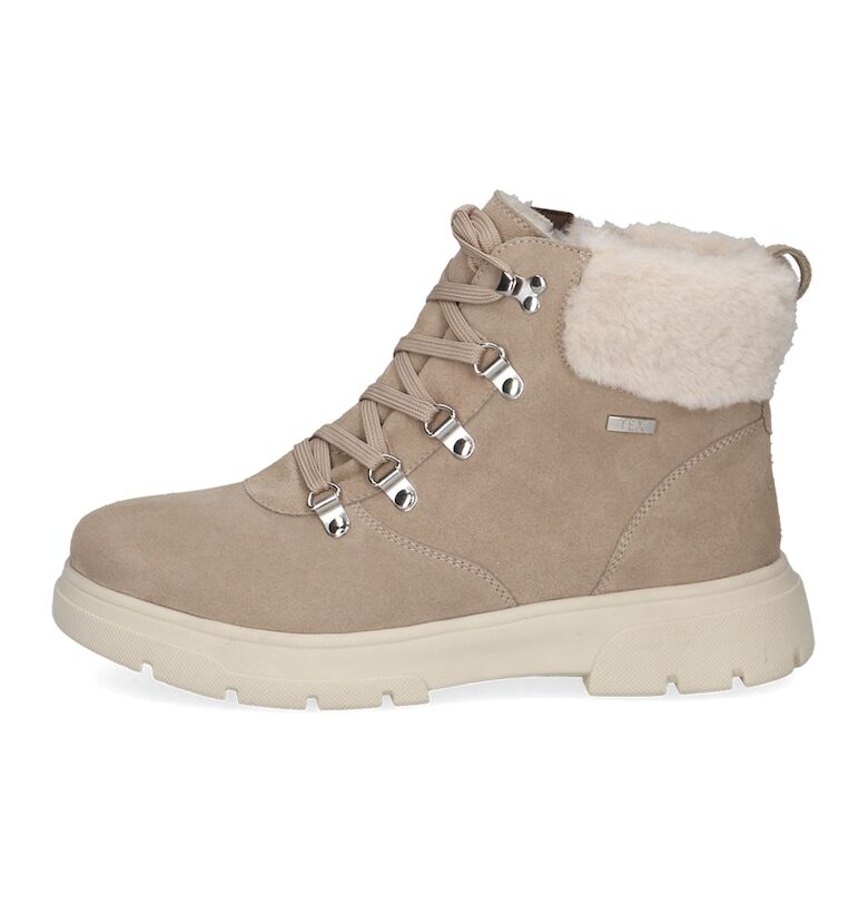 Кожени боти с плюшени детайли - Светло кафяво Caprice