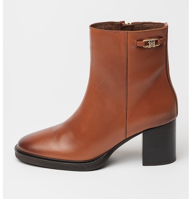 Кожени боти с ток - Карамел Tommy Hilfiger