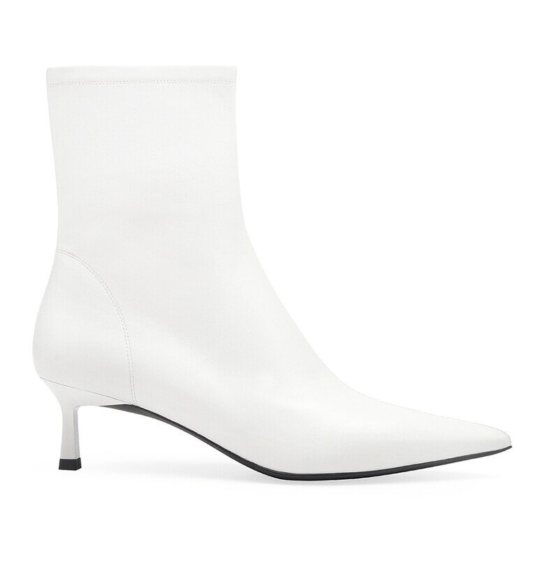 Кожени боти с цип - Бял Potamy