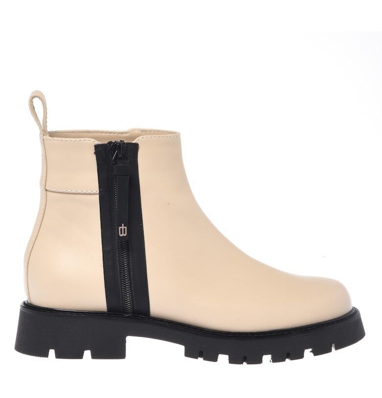 Кожени боти с цип - Слонова кост Baldinini