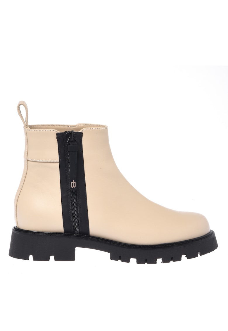 Кожени боти с цип - Слонова кост Baldinini