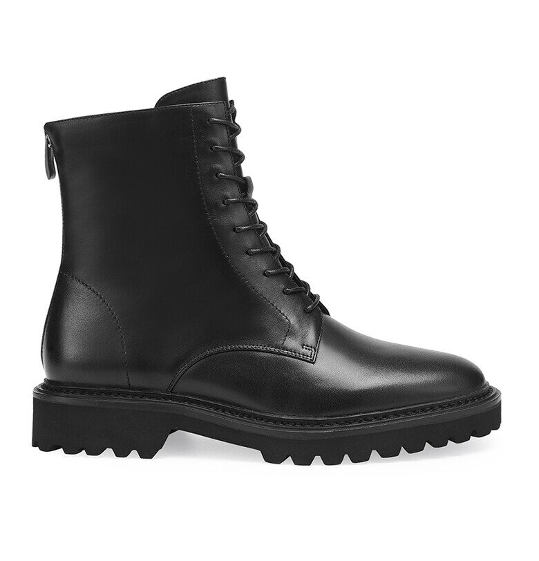 Кожени боти с цип - Черен Potamy