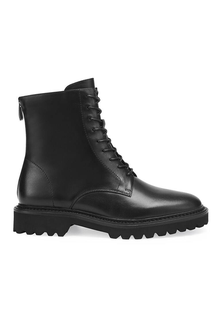 Кожени боти с цип - Черен Potamy