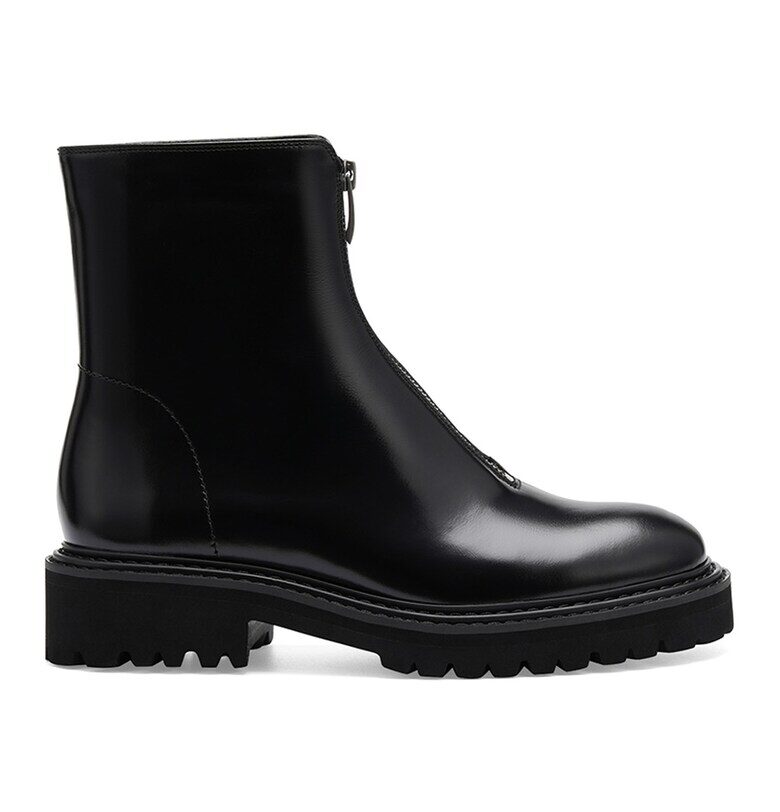 Кожени боти с цип - Черен Potamy