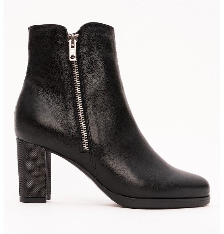 Кожени боти с цип - Черен VAGAM