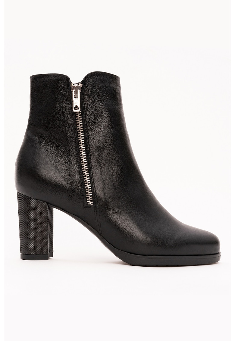 Кожени боти с цип - Черен VAGAM