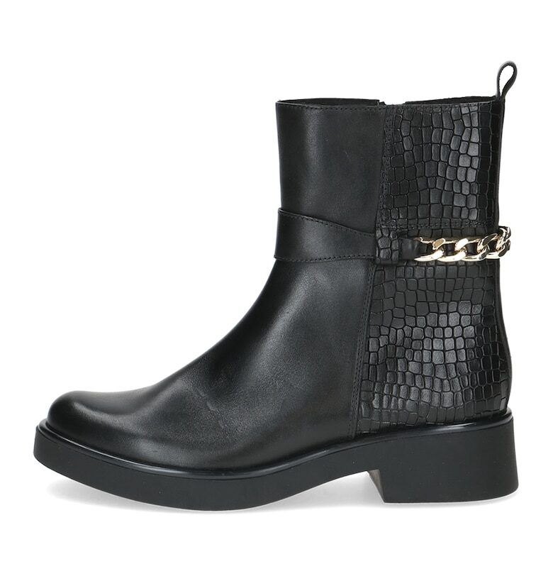 Кожени боти с шагрен - Черен Caprice