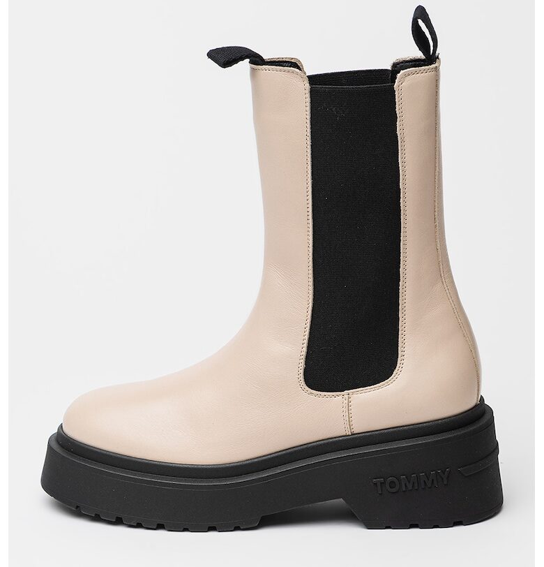 Кожени боти челси - Черен/Светло бежово Tommy Jeans