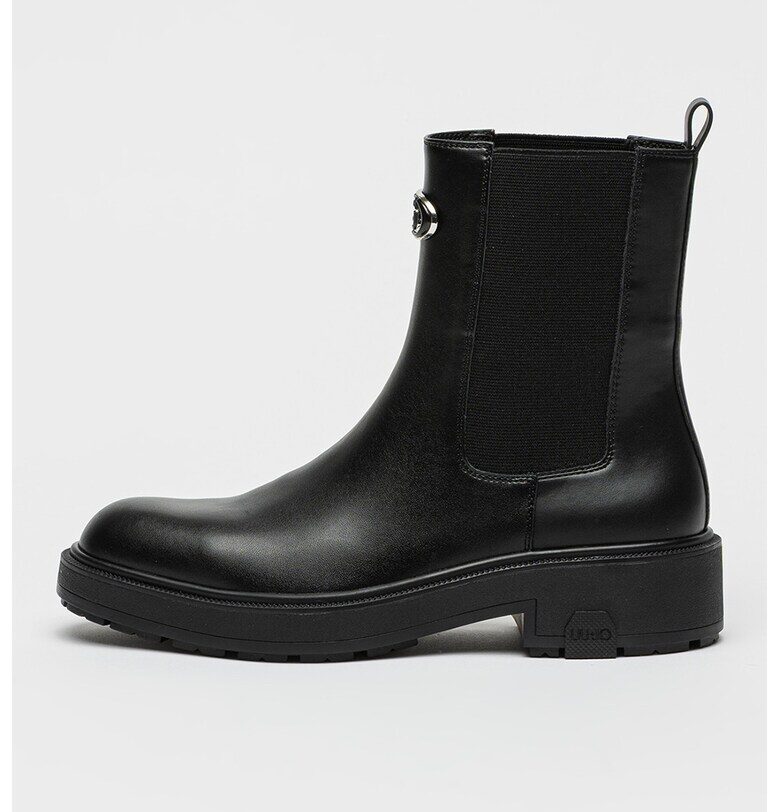 Кожени боти челси с метално лого - Черен Liu Jo