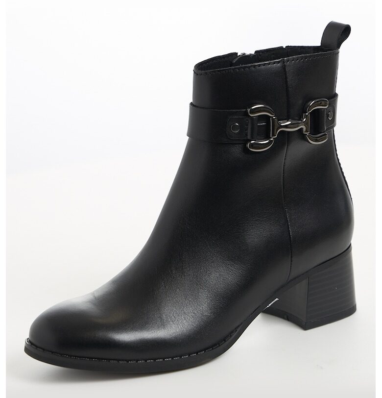 Кожени боту с ток - Черен Marco Tozzi