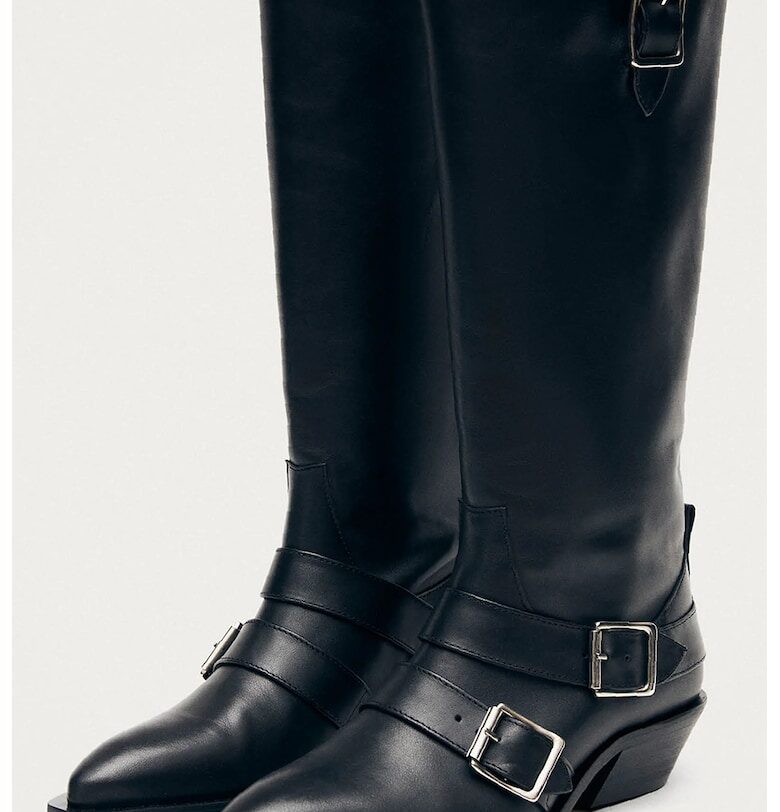 Кожени ботуши Ryder с кубински ток - Черен ALOHAS